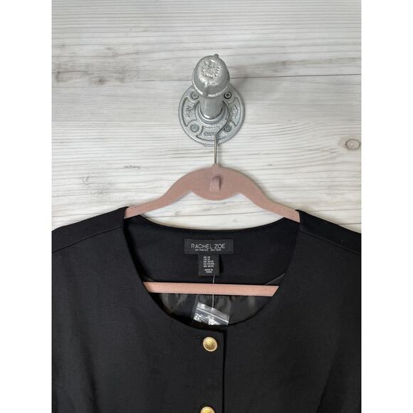 Rachel Zoe Vest Womens 1X Black Gold Button Longline Sleeveless Pockets Plus - Picture 2 of 7